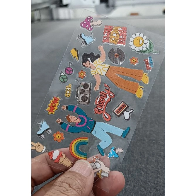 Cetak Sticker Sheet Clear on Clear RDS Premium RONIta Sudah Potong Kisscut Diecut Super Gloss