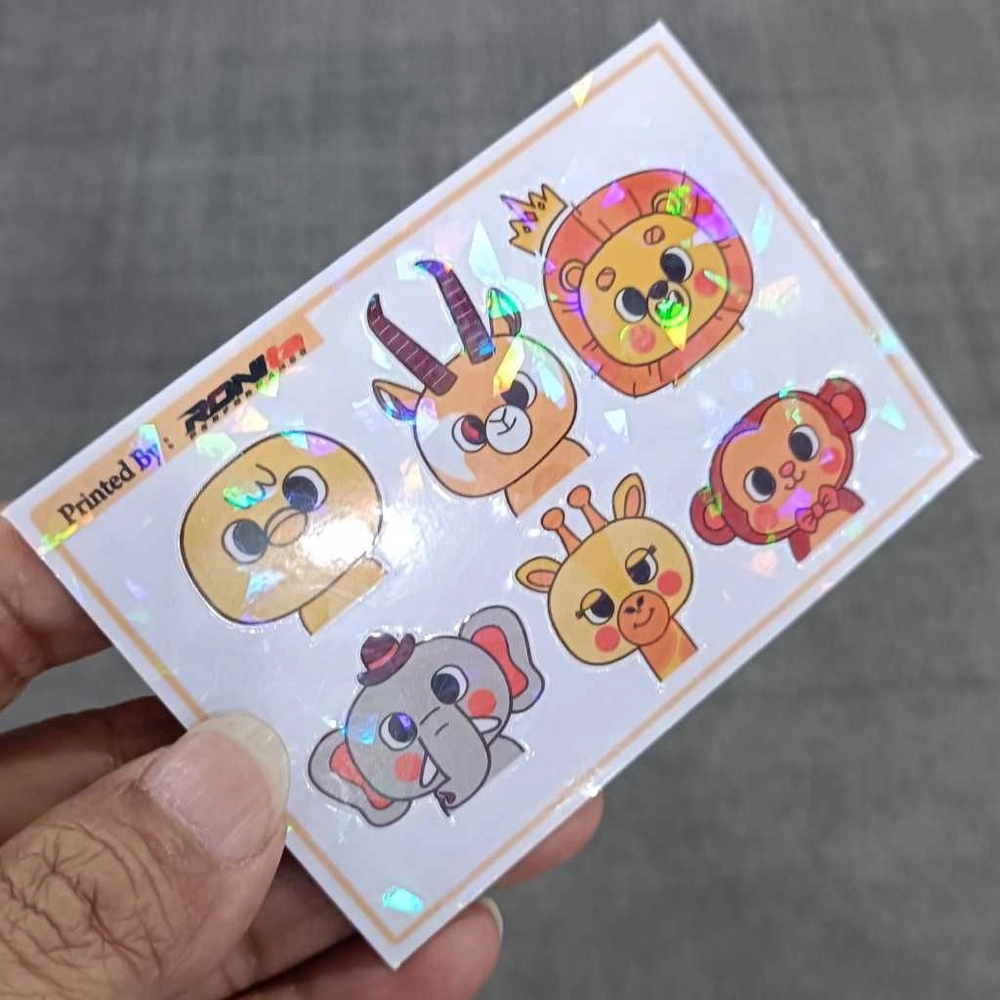 Cetak Sticker Sheet Vinyl RDS Eco 8 Warna Laminasi Hologram Pecah Beling Ukuran 30x90 cm