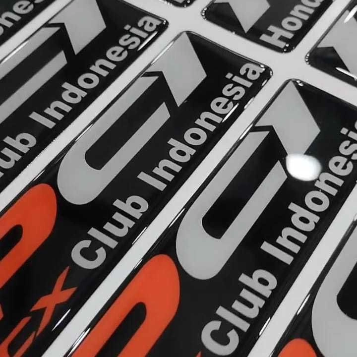 Cetak Stiker Timbul Resin 3D & Super Gloss Potong Kiss Cut - Sifatnya Lentur, Bisa Indoor Outdoor Cocok Untuk Logo, Emblem, Souvenir, Plakat dan Sebag