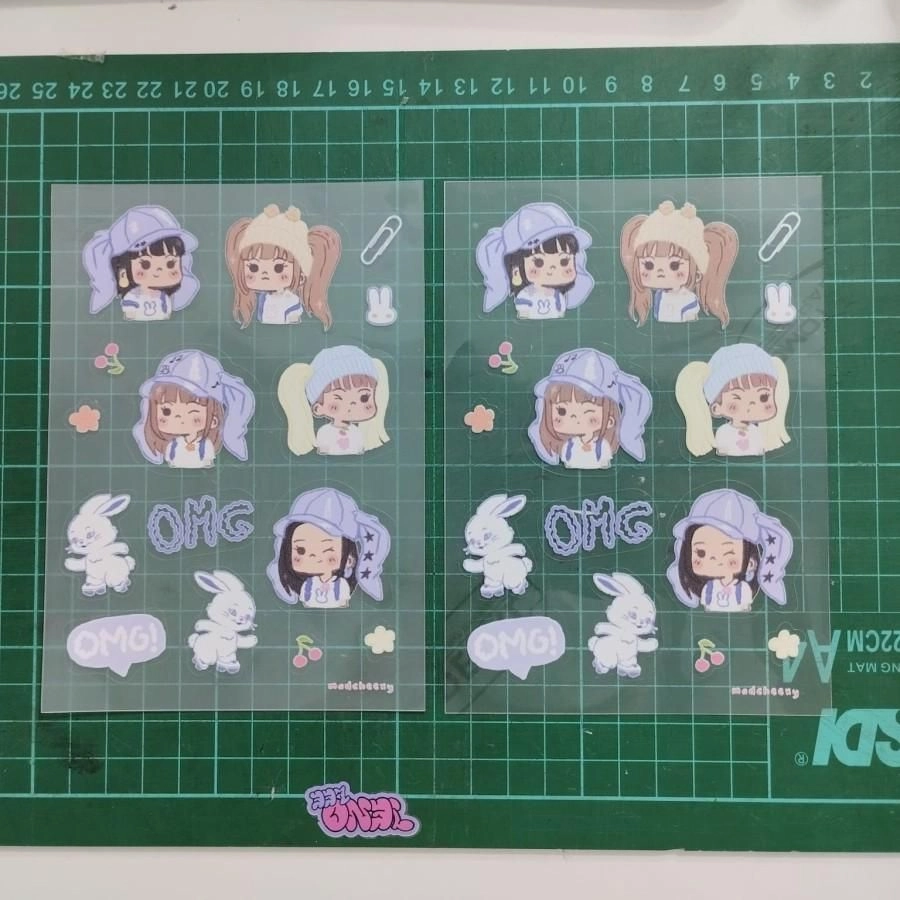 Cetak Sticker Pack / Sticker Sheet Transparan Ukuran A7 / A6 / A5 / Tinta UV Gell Full Color dan Bisa Pakai Tinta Putih