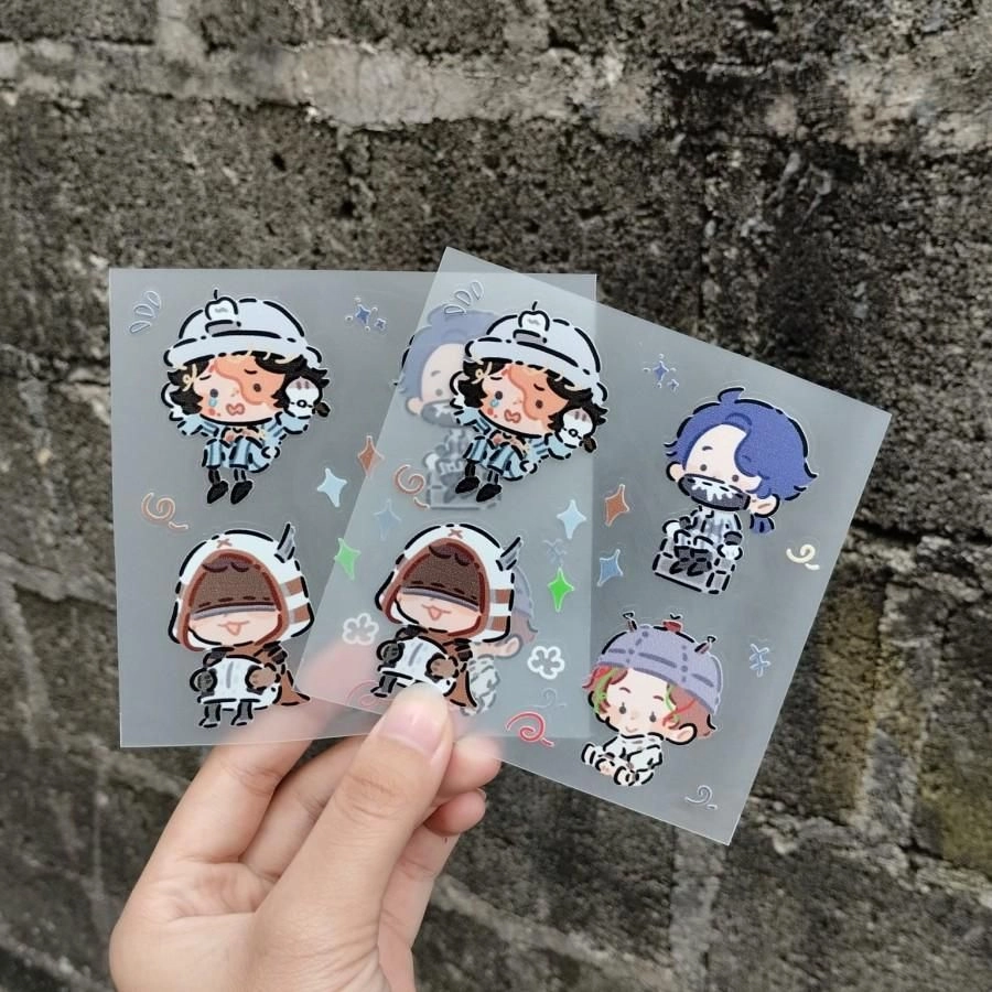 Cetak Sticker Pack / Sticker Sheet Transparan Ukuran A7 / A6 / A5 / Tinta UV Gell Full Color dan Bisa Pakai Tinta Putih