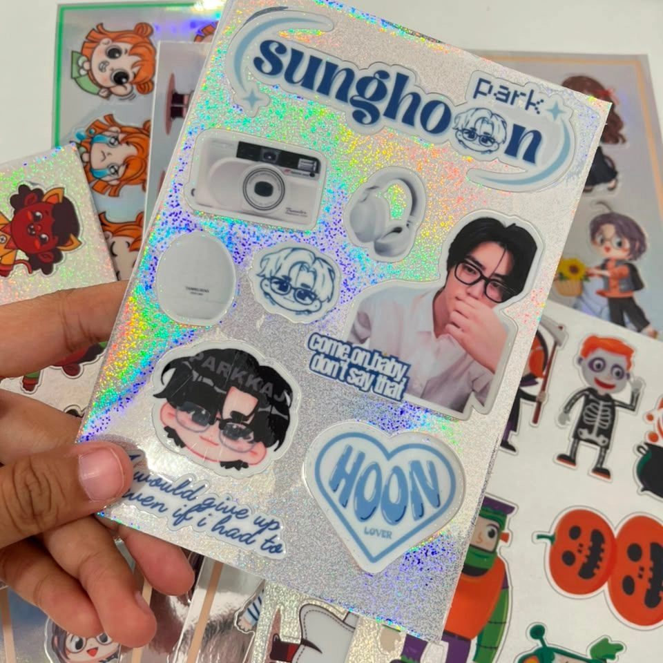 Cetak Sticker Sheet Super Eco Hologram/Chrome/Galaxy Tinta Eco 11 Warna Original Jepang Epson S9130 Laminasi Super Gloss, Super Doff & Glitter